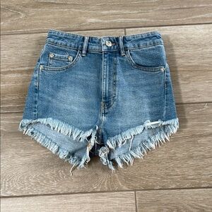 ZARA Denim Frayed Hem Women's Shorts Sz 2 LIKE NEW